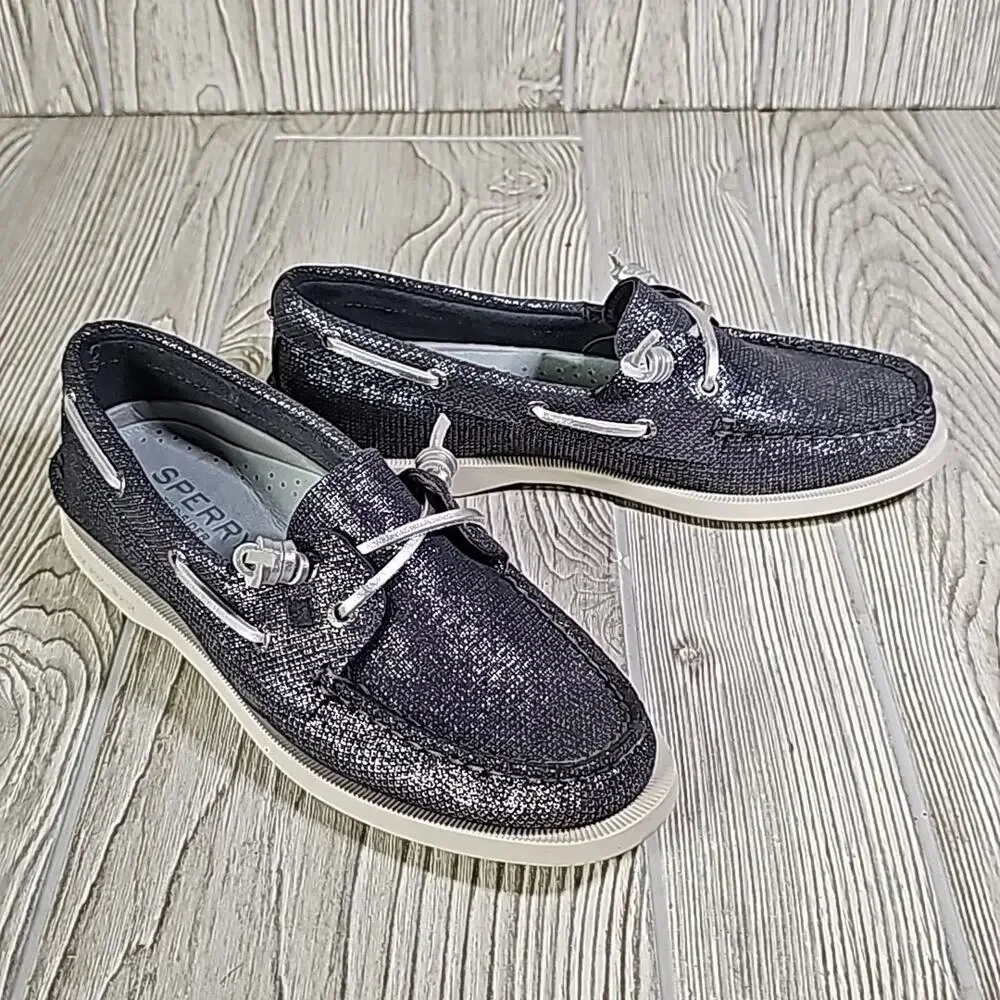 Sperry Vida Metallic Silver Boat Shoes Loafers Womens Size 6.5 NEW